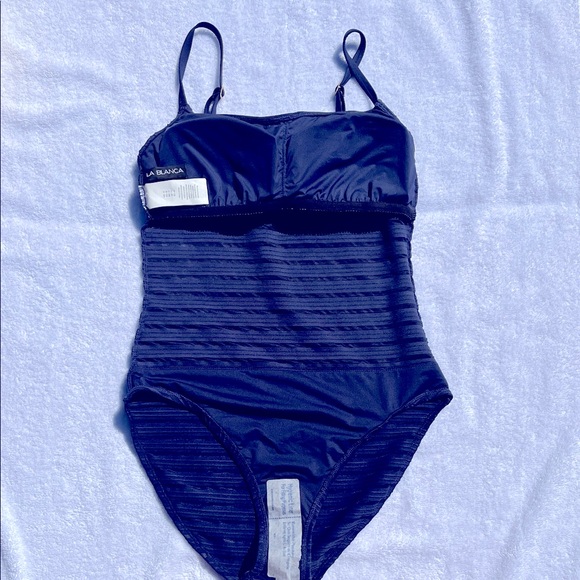 La Blanca Fluid Lines One Piece Swimsuit - NWOT Indigo Blue - Picture 10 of 13